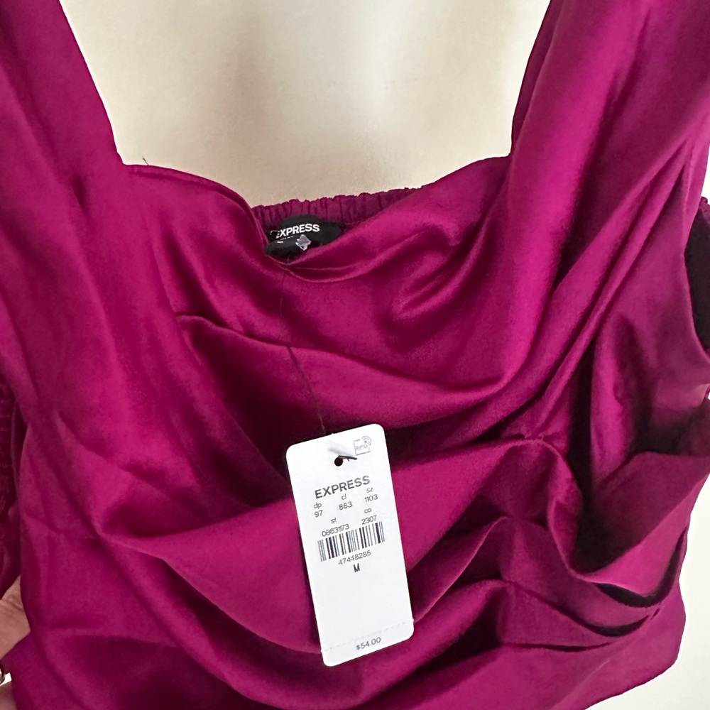 Express Pink Sleeveless Ruched Bustier Tank Top